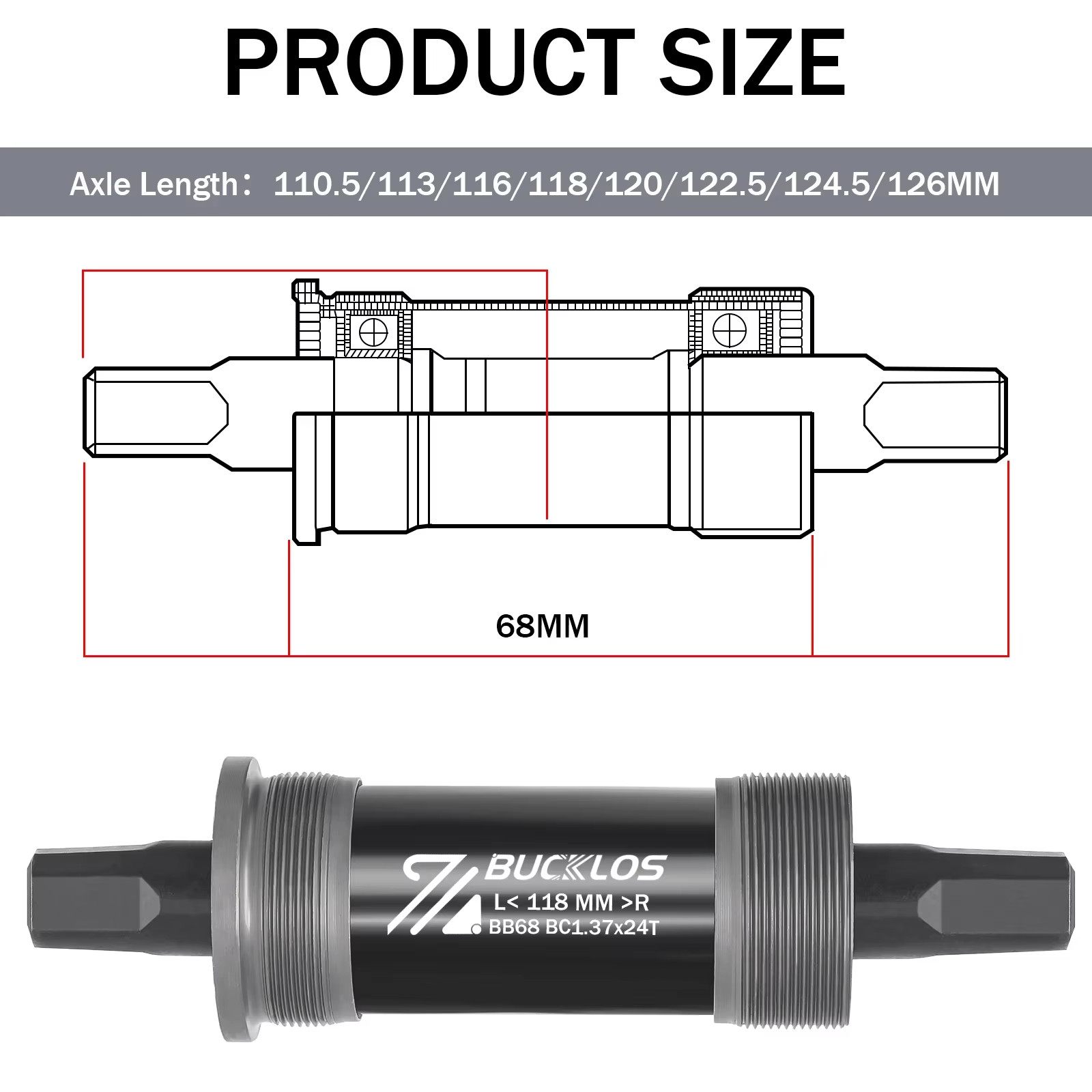 Bike Bottom Bracket BSA BB68 Sealed Bearing Bicycle Square Threaded Bottom Brack