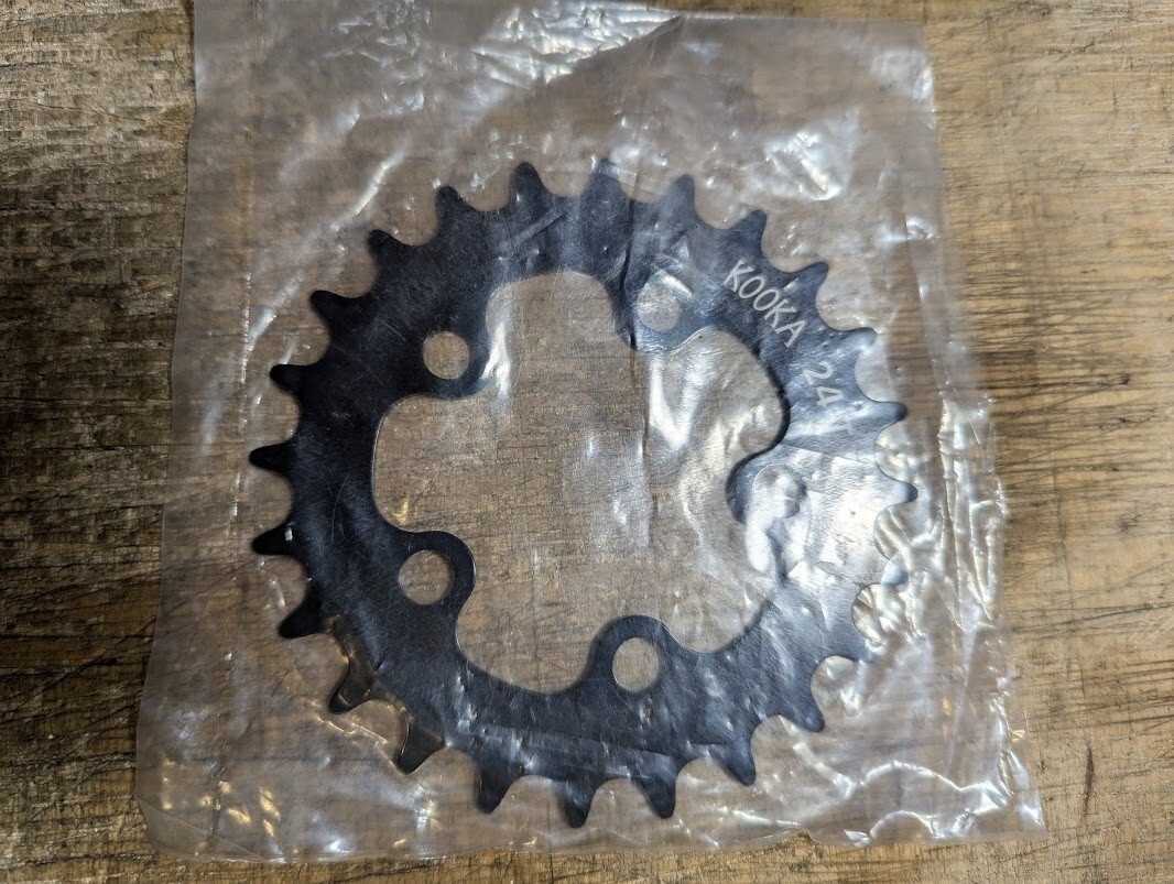 NOS KOOKA 24t 58mm bcd chainring MTB vintage (black) larger logo
