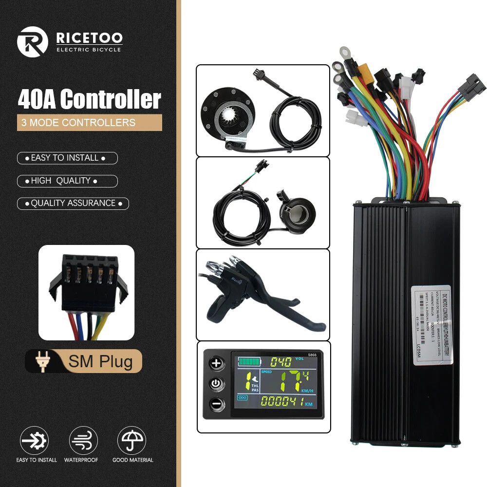 3-mode Sine Wave E-bike Brushless Controller 36V 48V 17A/26A/30A/40A 250W-2000W