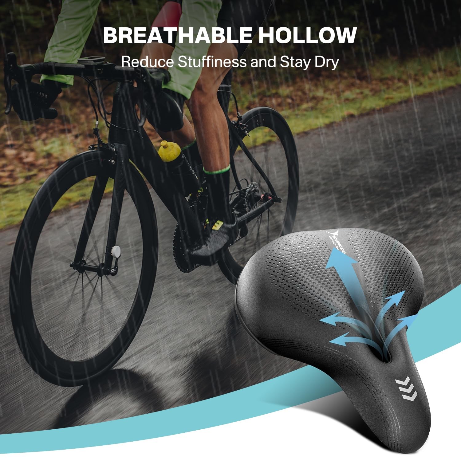 Waterproof Bike Saddle with Memory Foam, Comfort Bicycle Saddle Seat Cushion …