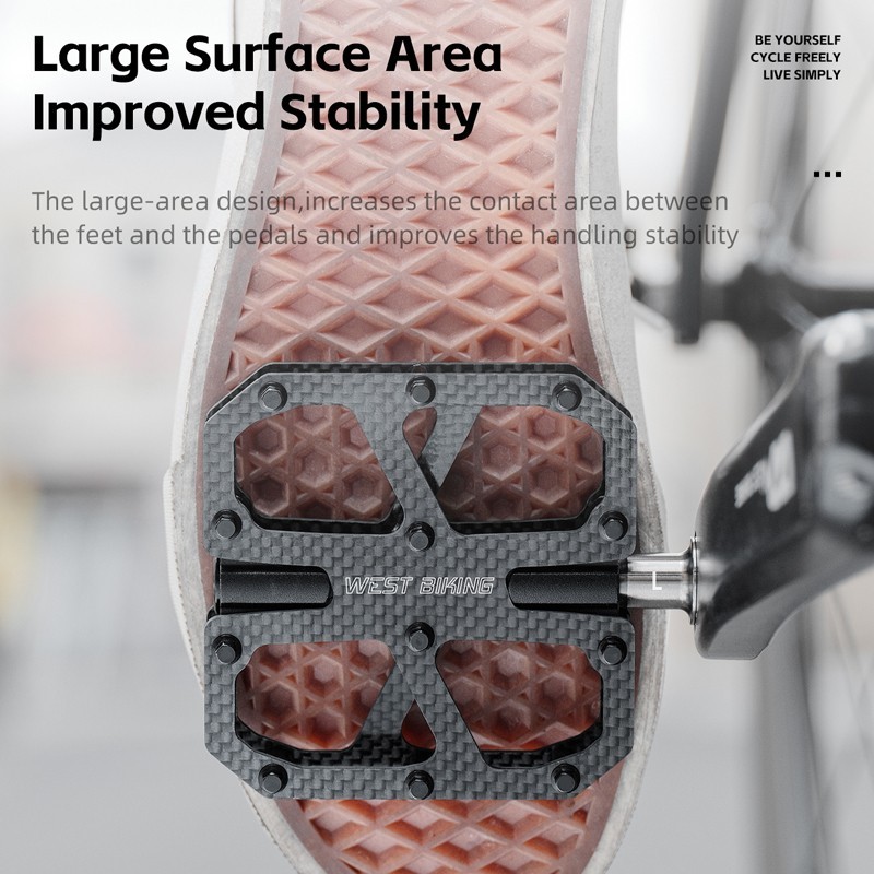 Bicycle Pedals Carbon Fiber Titanium Axle 3 Bearing Bicycle Pedals Black