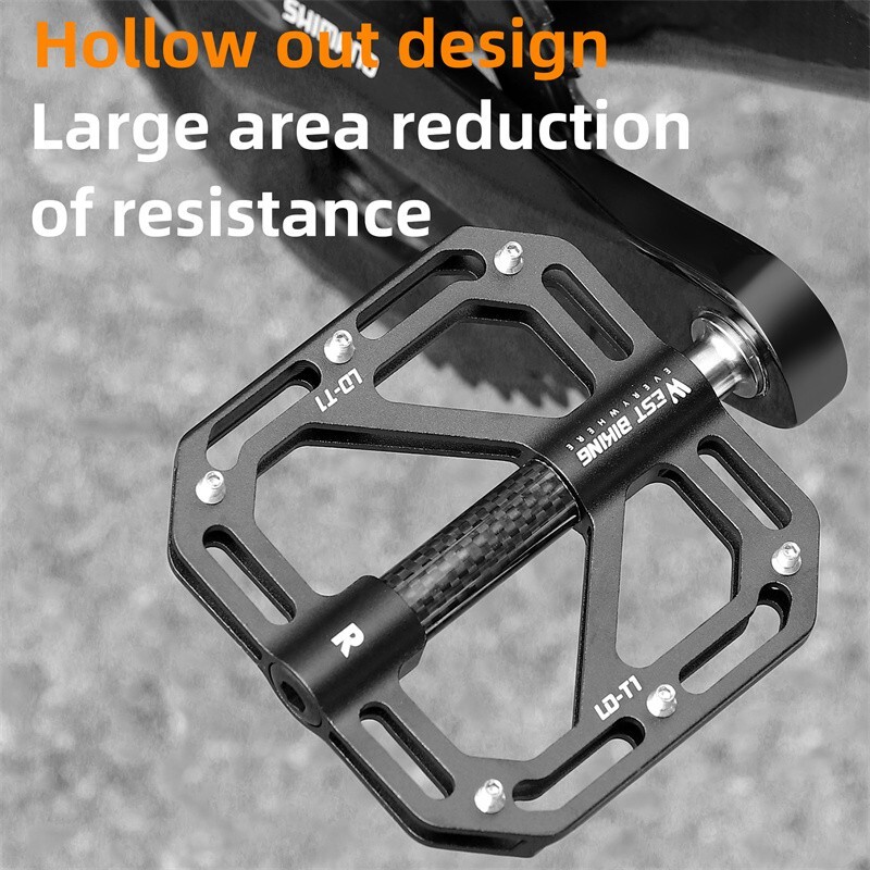 WEST BIKING Bicycle Pedals Titanium Carbon Fiber Axle 3 Bearing Bike Flat Pedals
