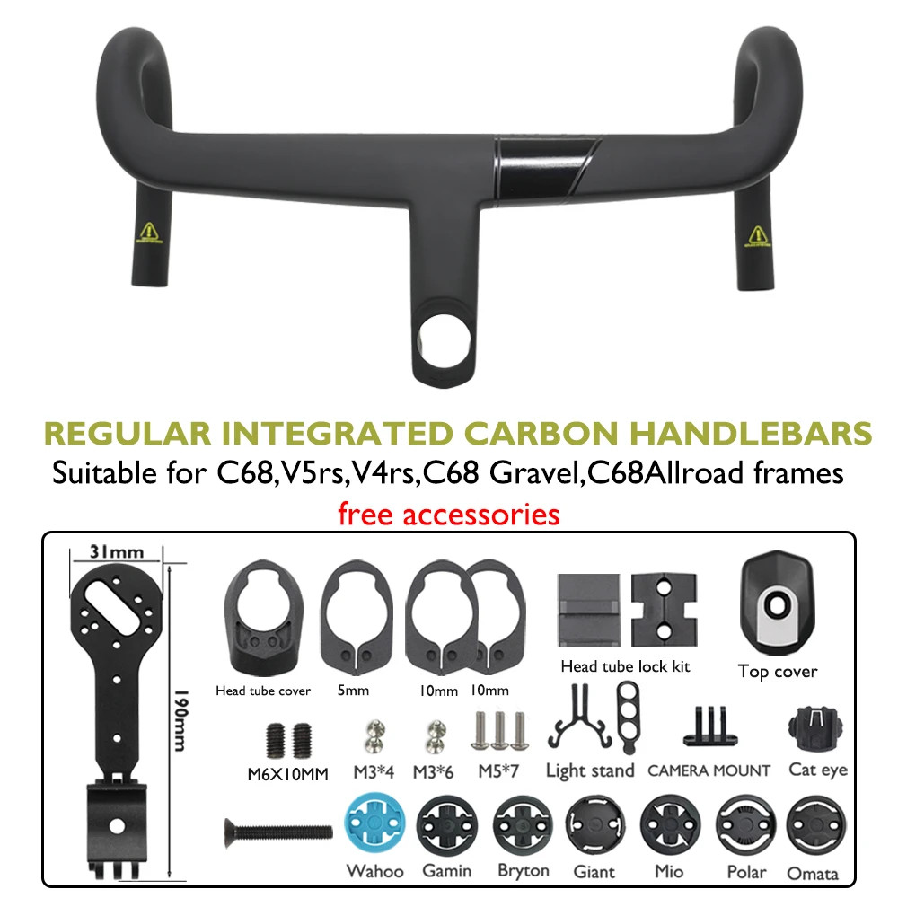 Carbon Fiber Road Bike Integrated Handlebars Internal Cable Routing 370-430mm
