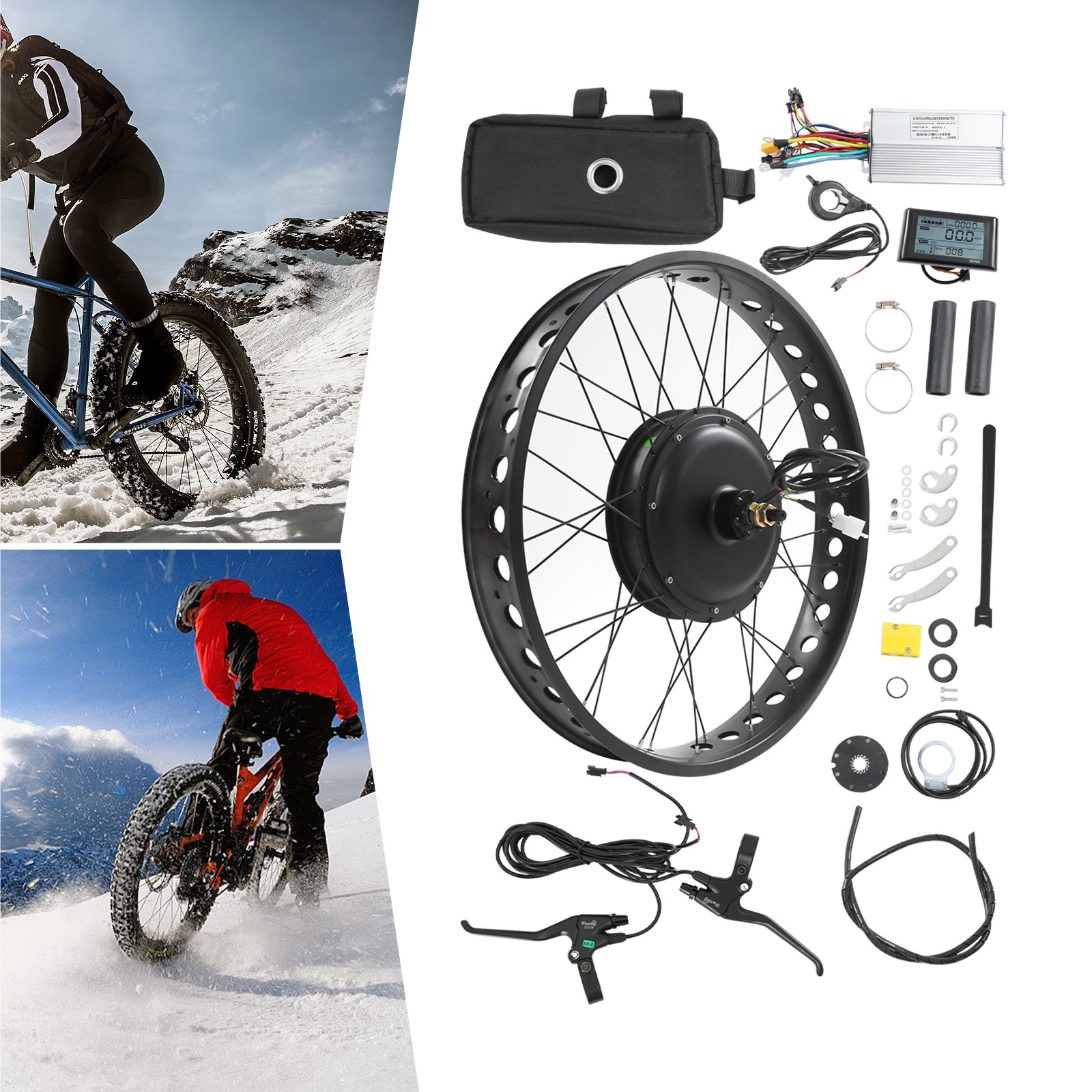 26″x4″ 48V Electric Bike Rear Wheel Hub Motor LCD E-Bike Conversion Kit 1000W