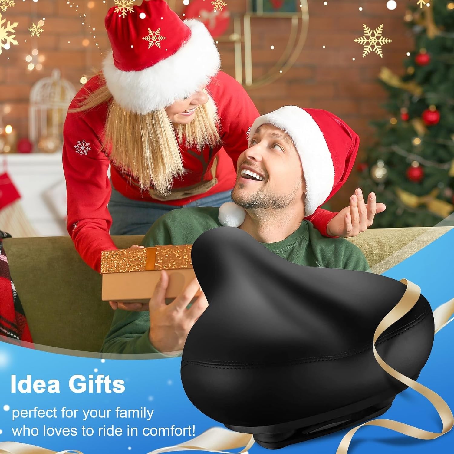 Oversized Bike Seat Extra Wide Foam Pad Waterproof Leather