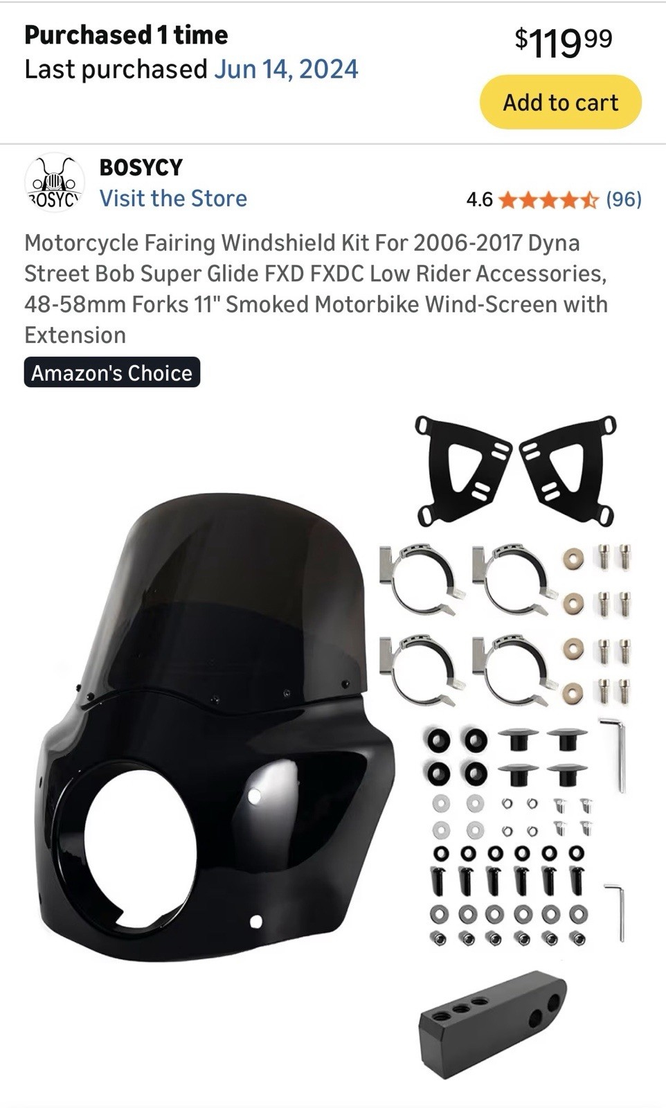 Motorcycle Fairing Windshield Kit, 5.75″ Headlight Fairing 11″ Smoked Motorbi…