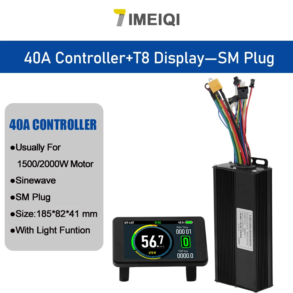 Ebike Sine Wave Three-Mode Controller 36V 48V 52V 40A with S866 S966 LCD Display