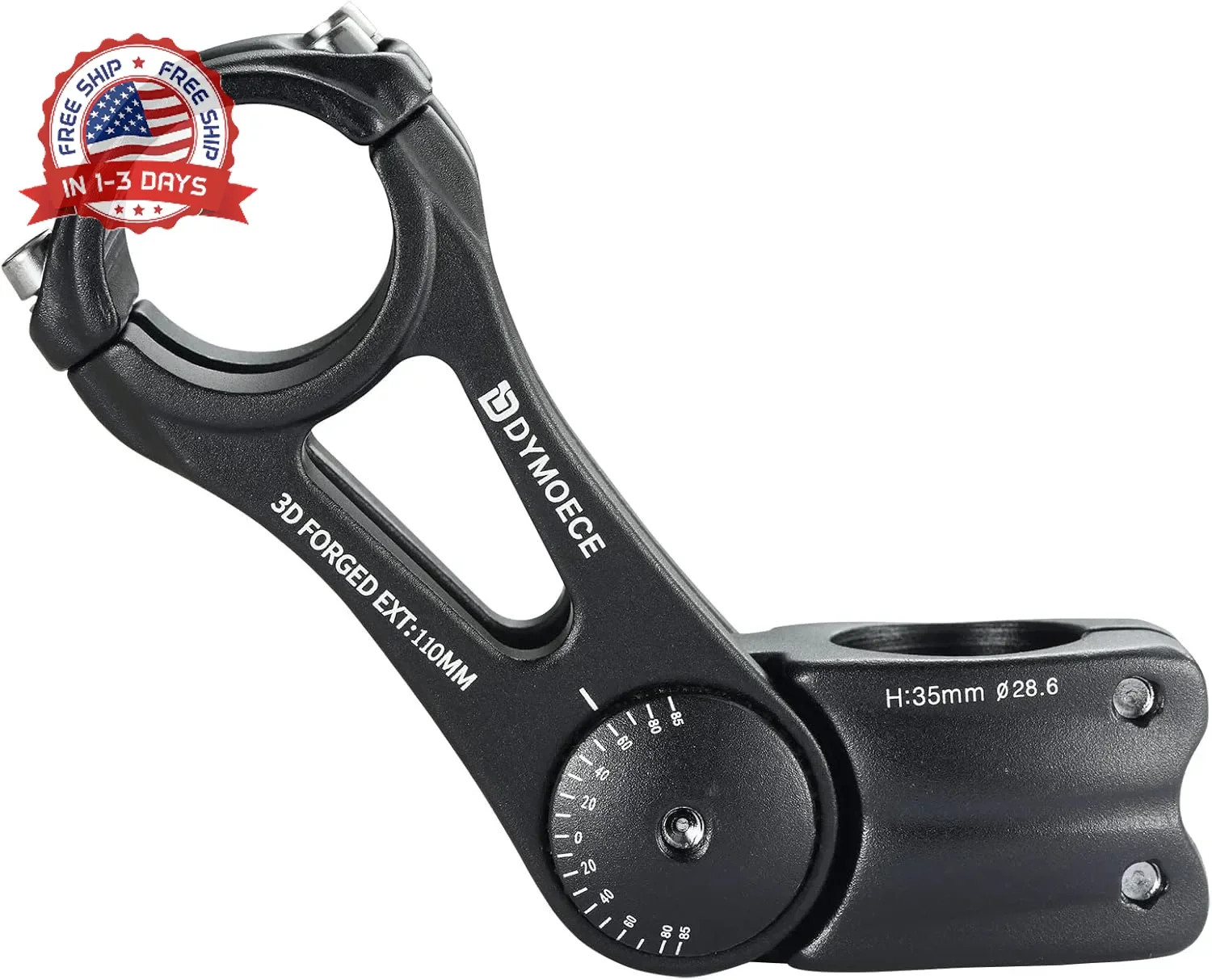 Bike Stem 0-70 Degree 31.8mm Bicycle Stem Extender Riser Adjustable for MTB Moun