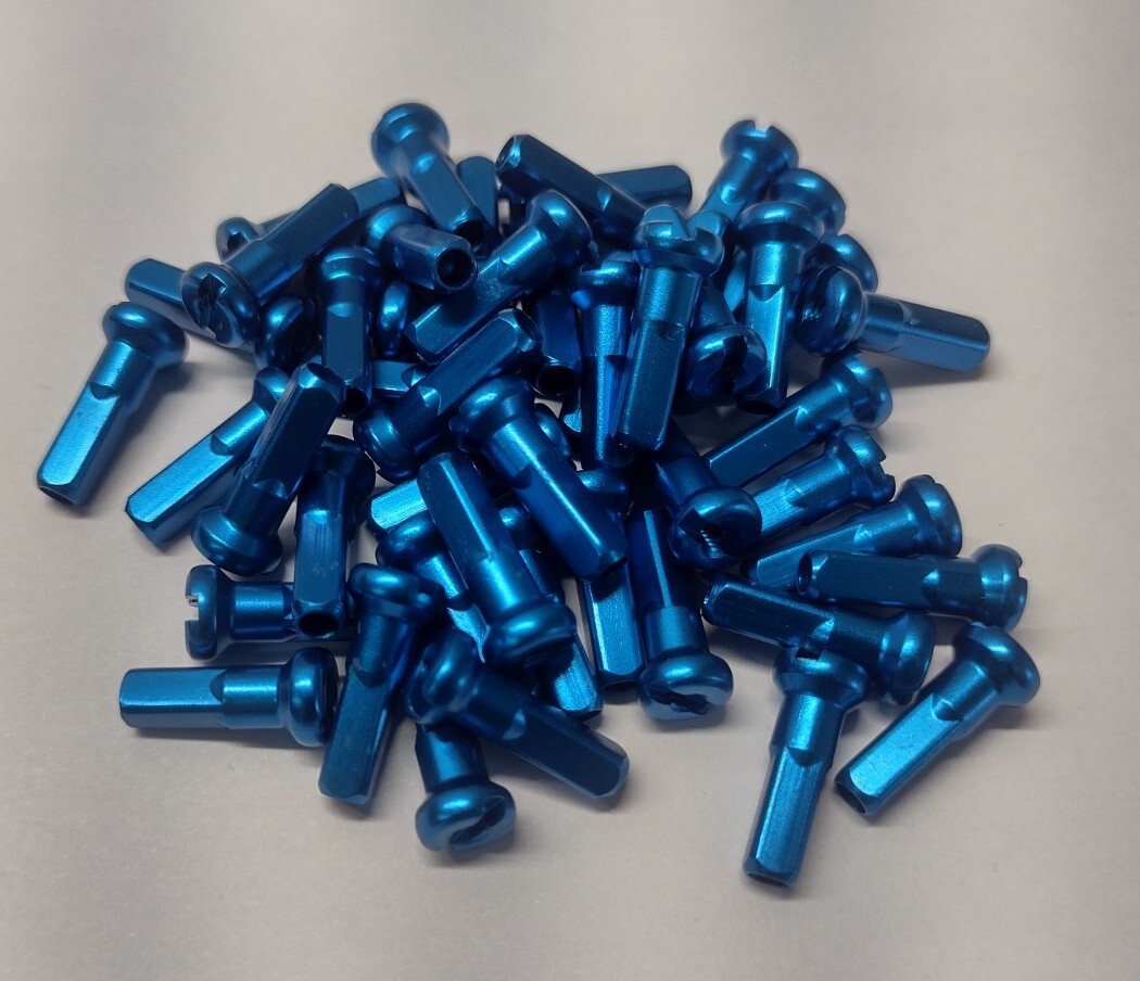 14mm DARK BLUE Alloy Aluminum spoke nipple 14g (2.0mm) Custom amounts