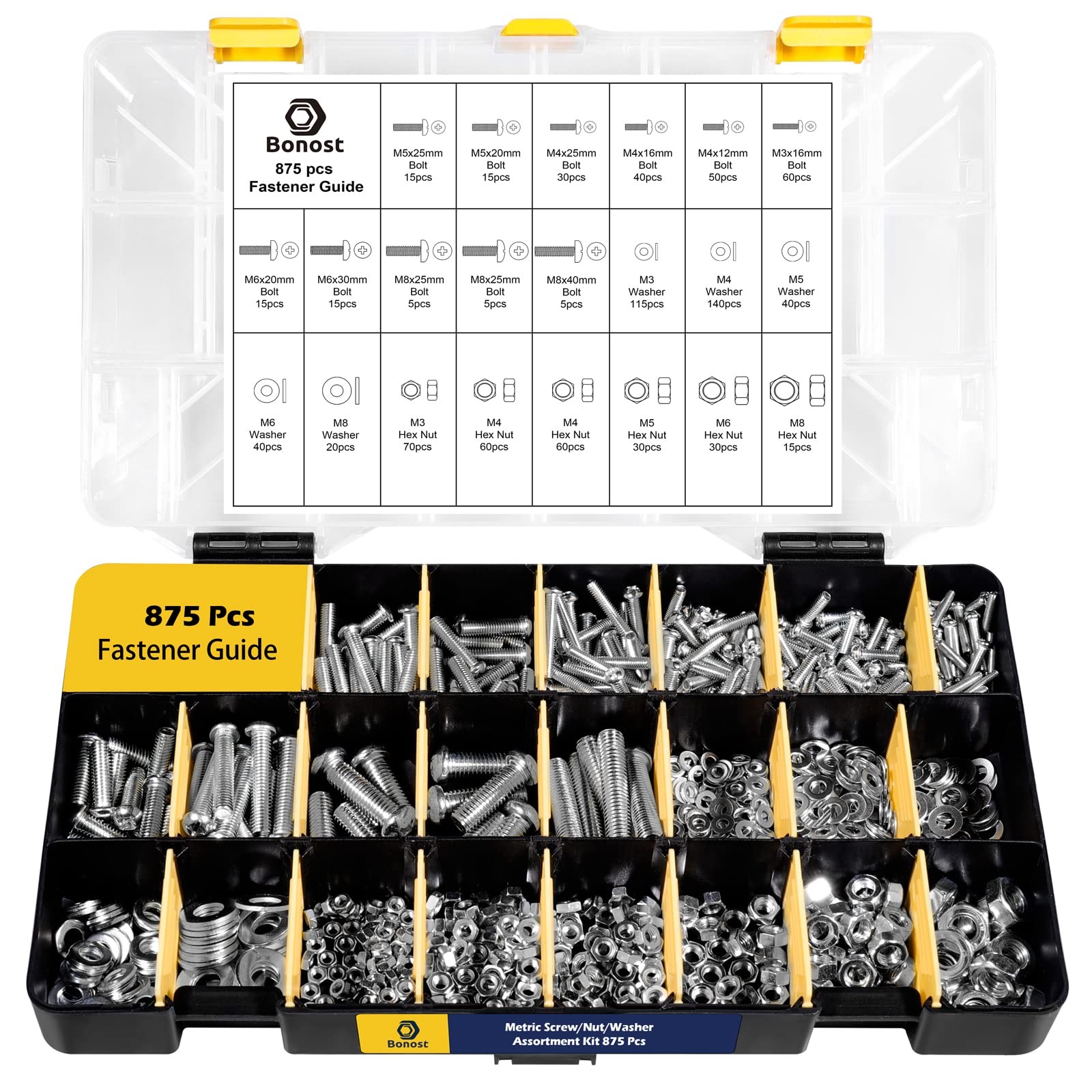 Bonost 2300-pc Hardware Assortment Kit: Metric & SAE Screws, Nuts, Bolts, Washer