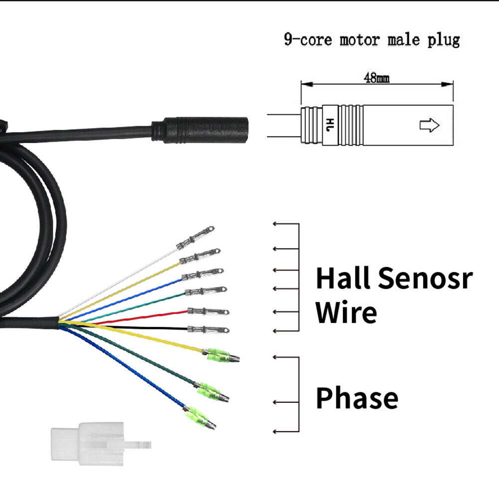 E-bike Motor Extension Cable 9Pin Female For Bafang Front Rear Wheel Hub Motors