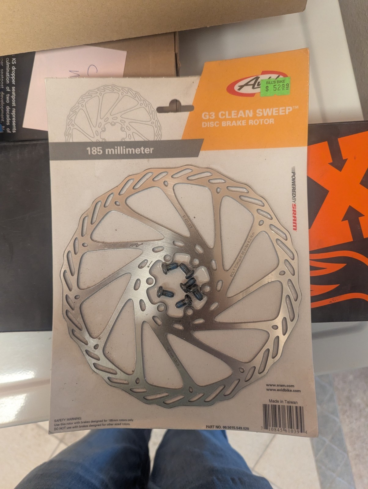 Avid G3 CleanSweep Bicycle Bike Disc Brake Rotor – 185mm 6-Bolt Silver