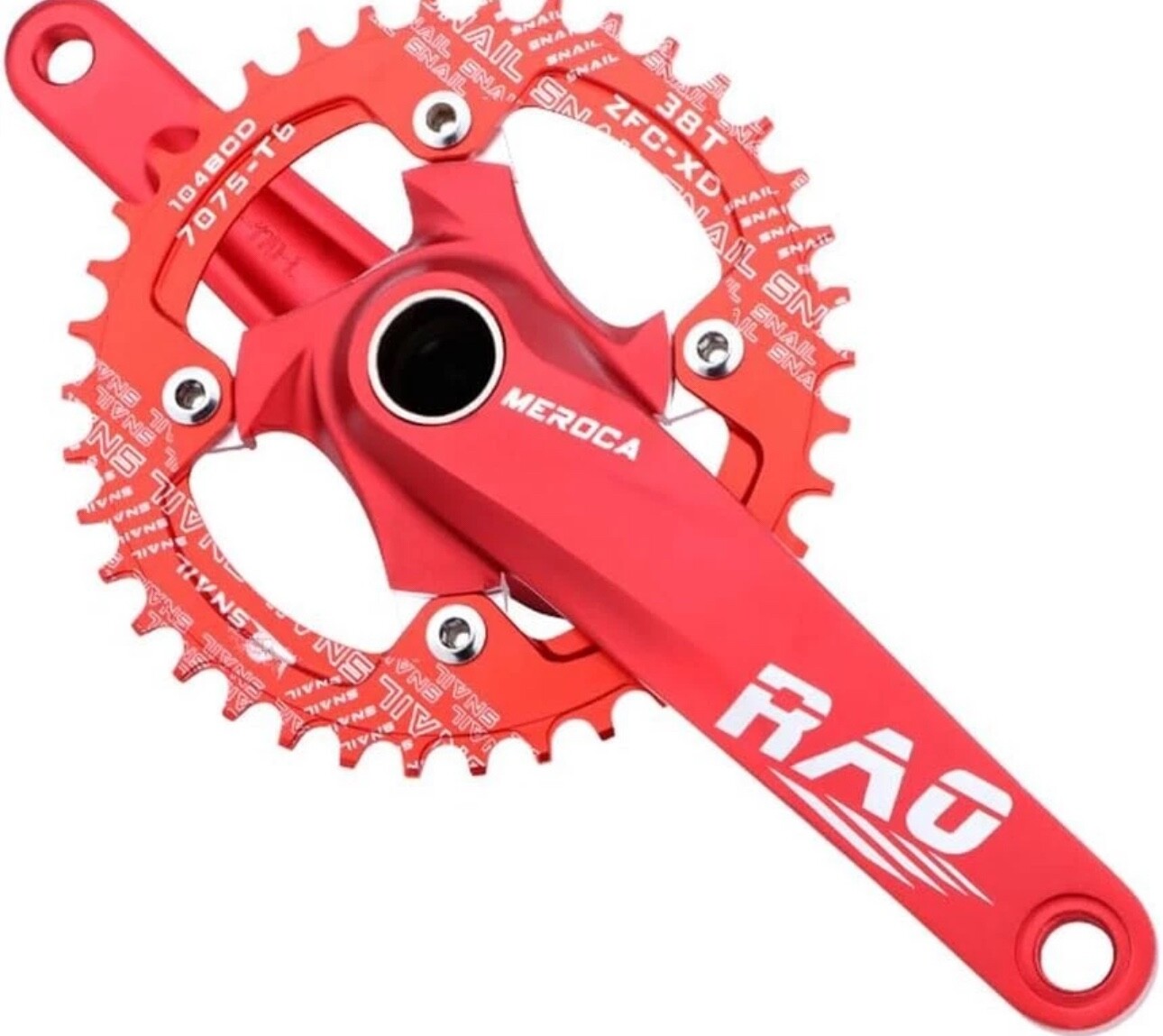 170mm Mountain Bike Hollow Integrated Crankset With 104BCD Cahinring – Red