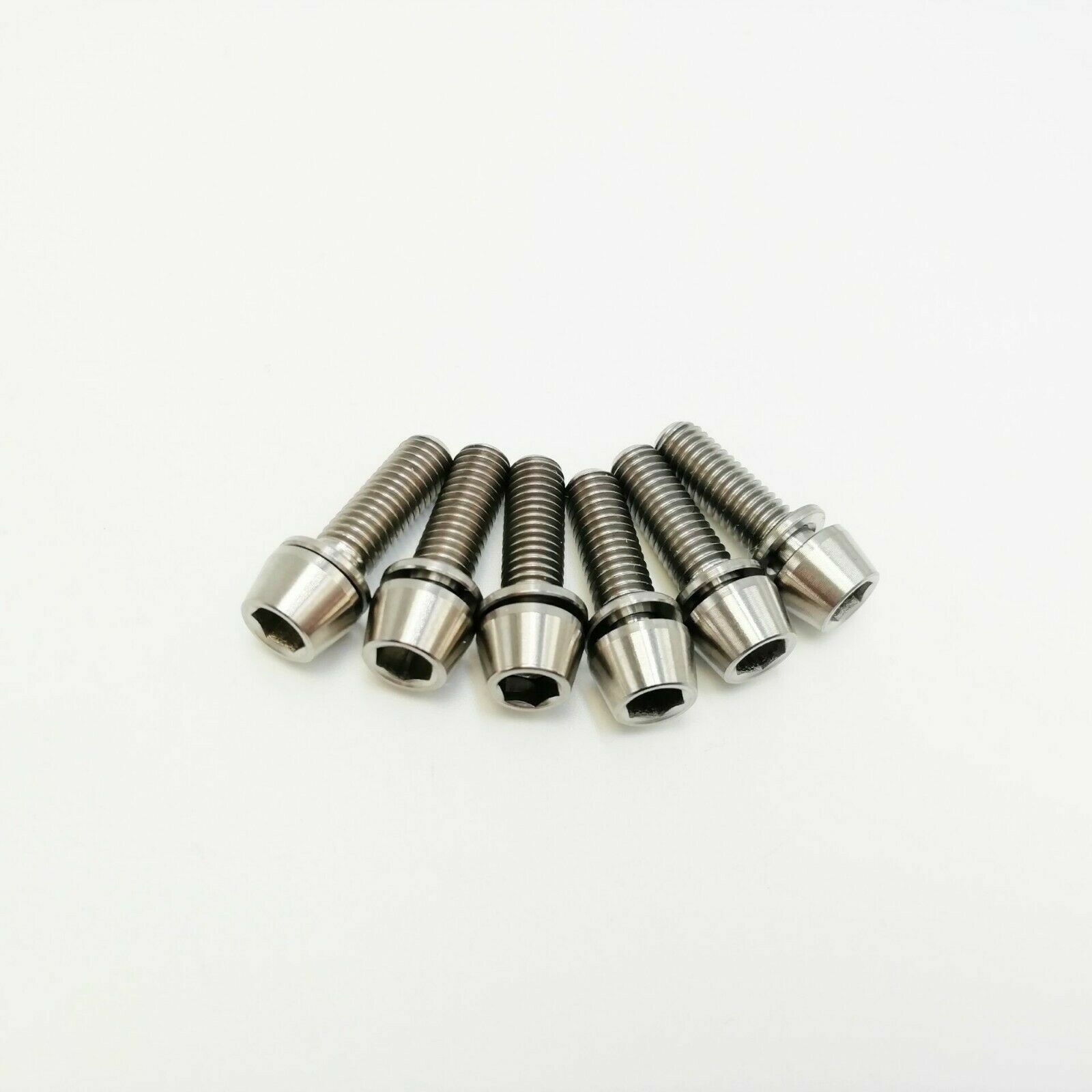 M5x16mm Titanium Ti Bike Stem Bolts Taper Head Bicycle Conical With Washers 6pcs
