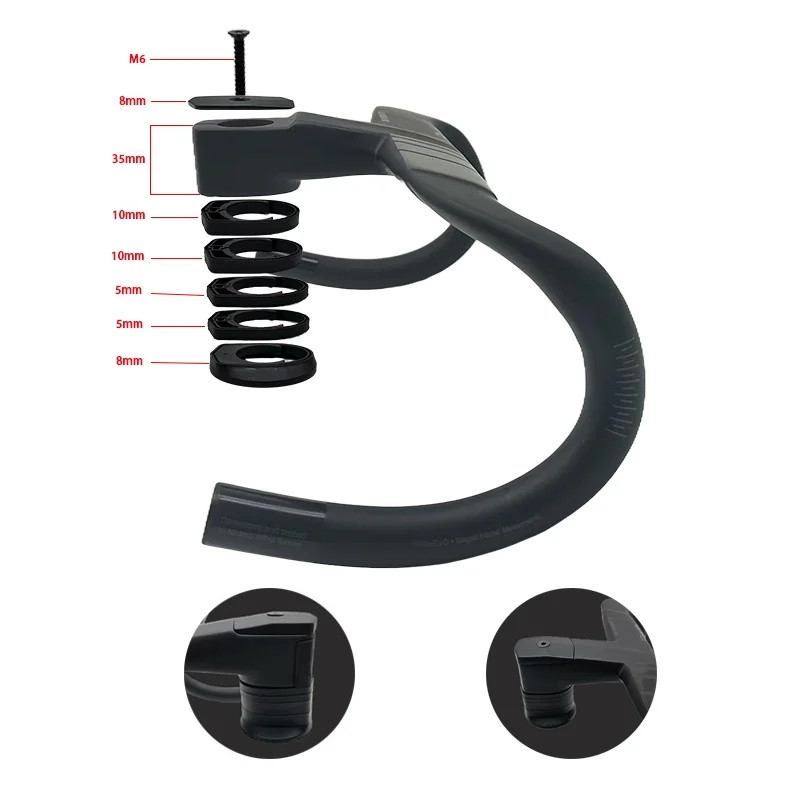 Carbon Road Bike Integrated Drop Bar 28.6mm Internal Cable Routing with Spacers