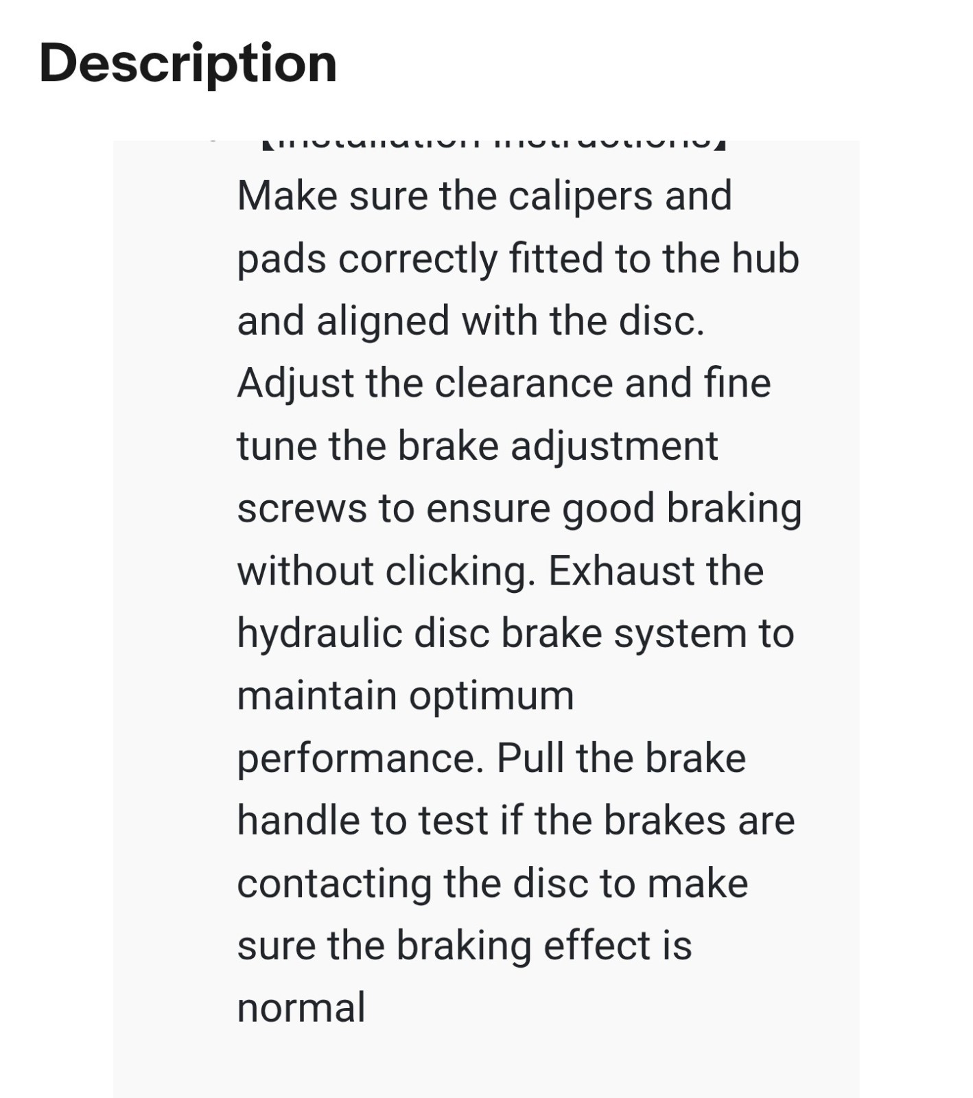 ZTZ eBIKE HYDRAULIC BRAKE SET IN AN OPEN BOX