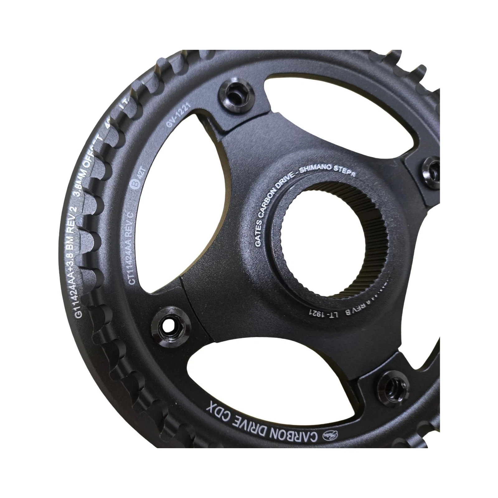 Gates Carbon CDX Drive 42T 4 Bolt Shimano Steps Belt Drive Cog Ring Alloy Black