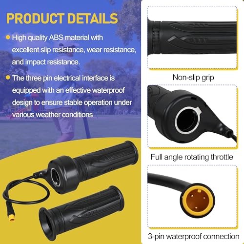 20X 3 Pin Full Twist Ebike Throttle, Universal 12V-72V for Electric Bicycle