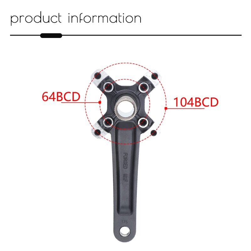 170/175mm 104BCD Crank Arms Mountain Bike Crankset Chainring 32/34/36/38/42/42T