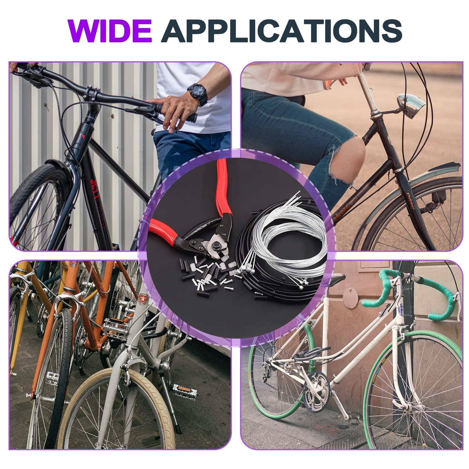 Swpeet 83Pcs Stainless Steel Bike Cable Cutter and Brake Housing Black
