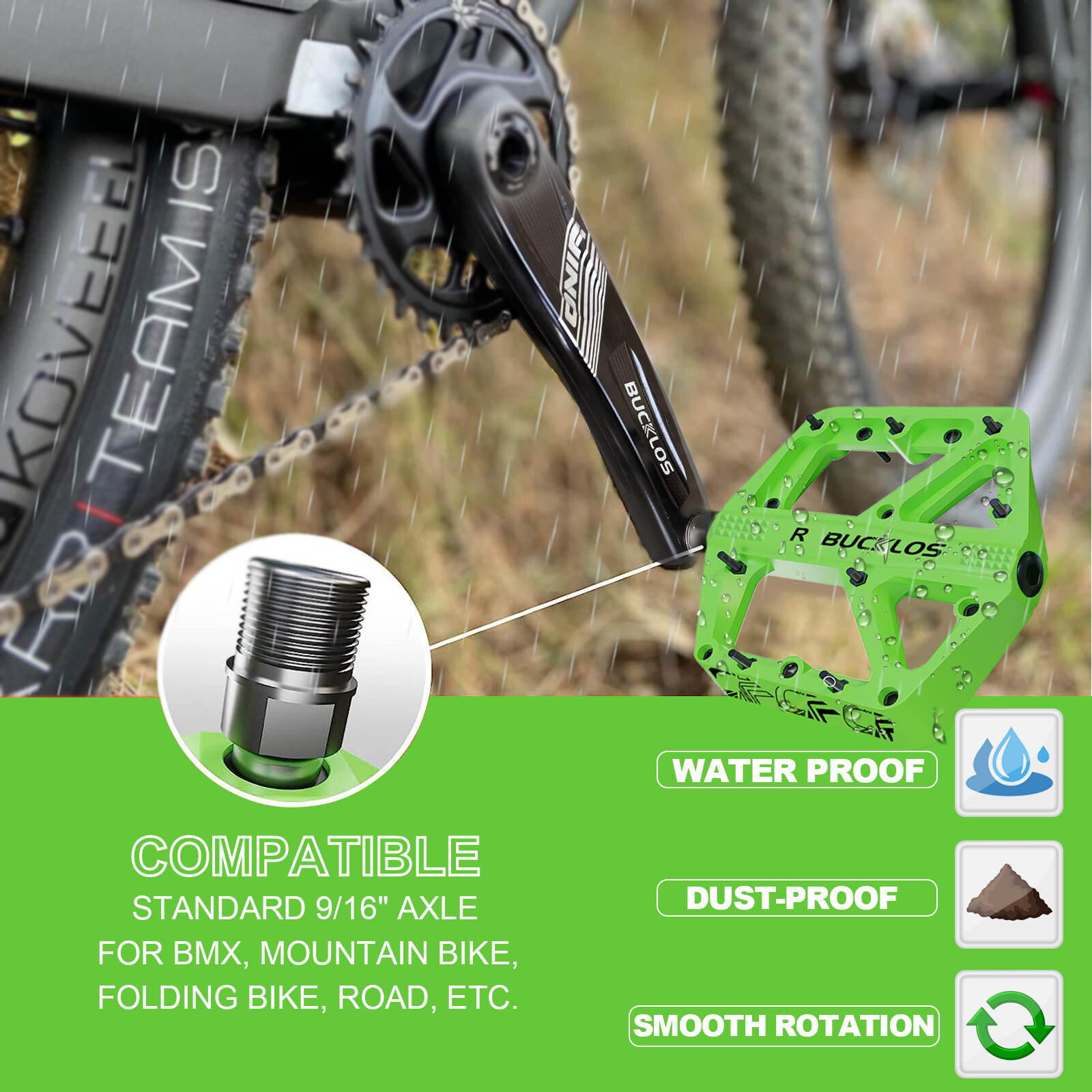 MTB BIKE PLATFORM PEDALS SEALED BEARING NYLON BICYCLE ROAD CYCLING WIDE PEDALS