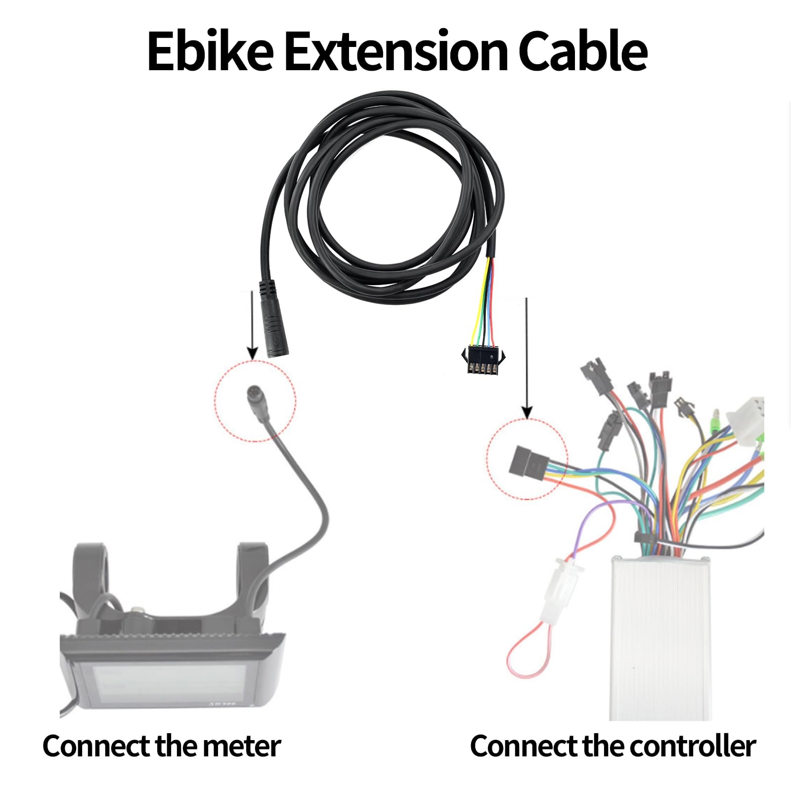 ZLiT 5 Pins Extension Conversion Cable for Electric Bike Female to Male Wire …