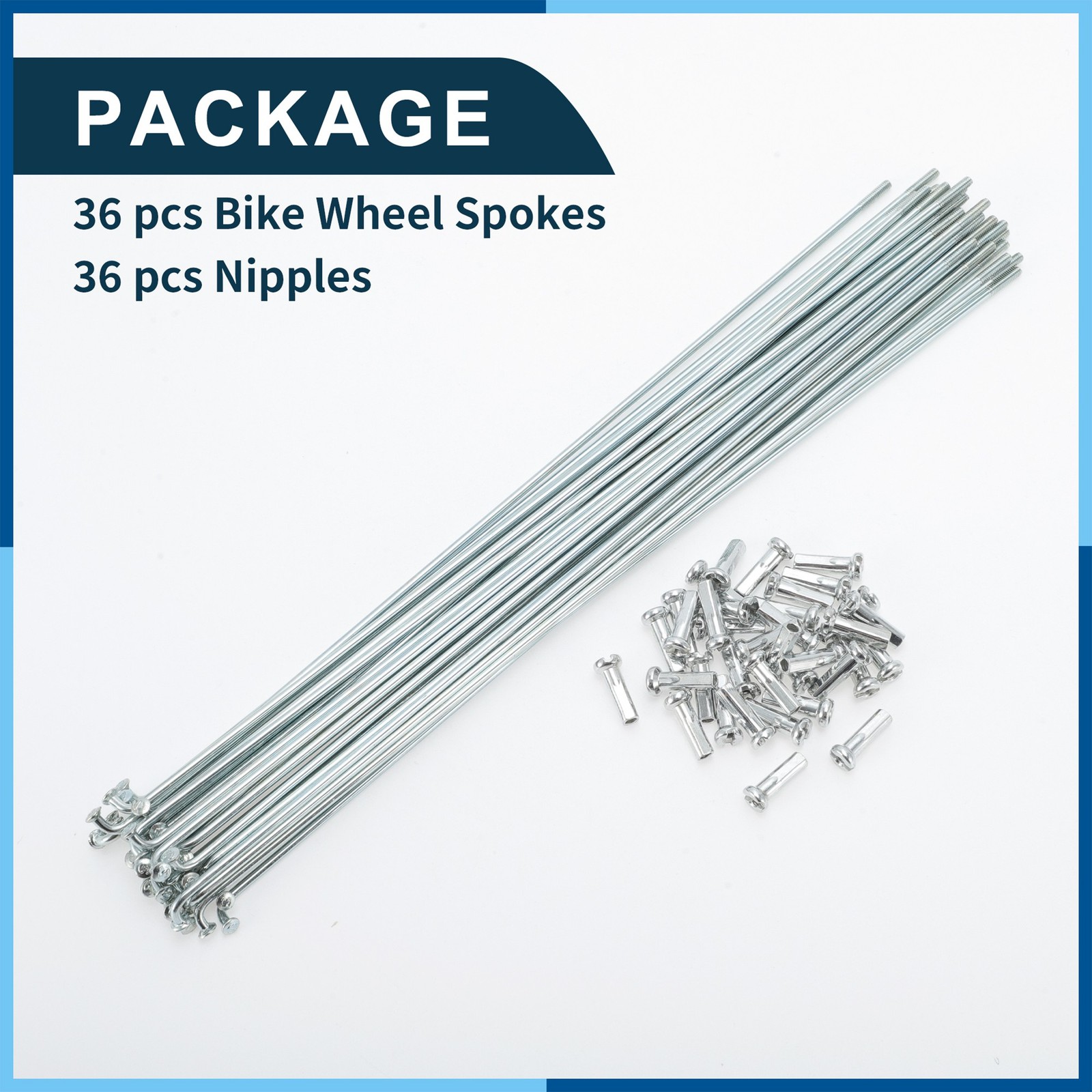 1Set 14G 243mm Length Bicycle Spokes Nipple Carbon Steel Galvanized Universal
