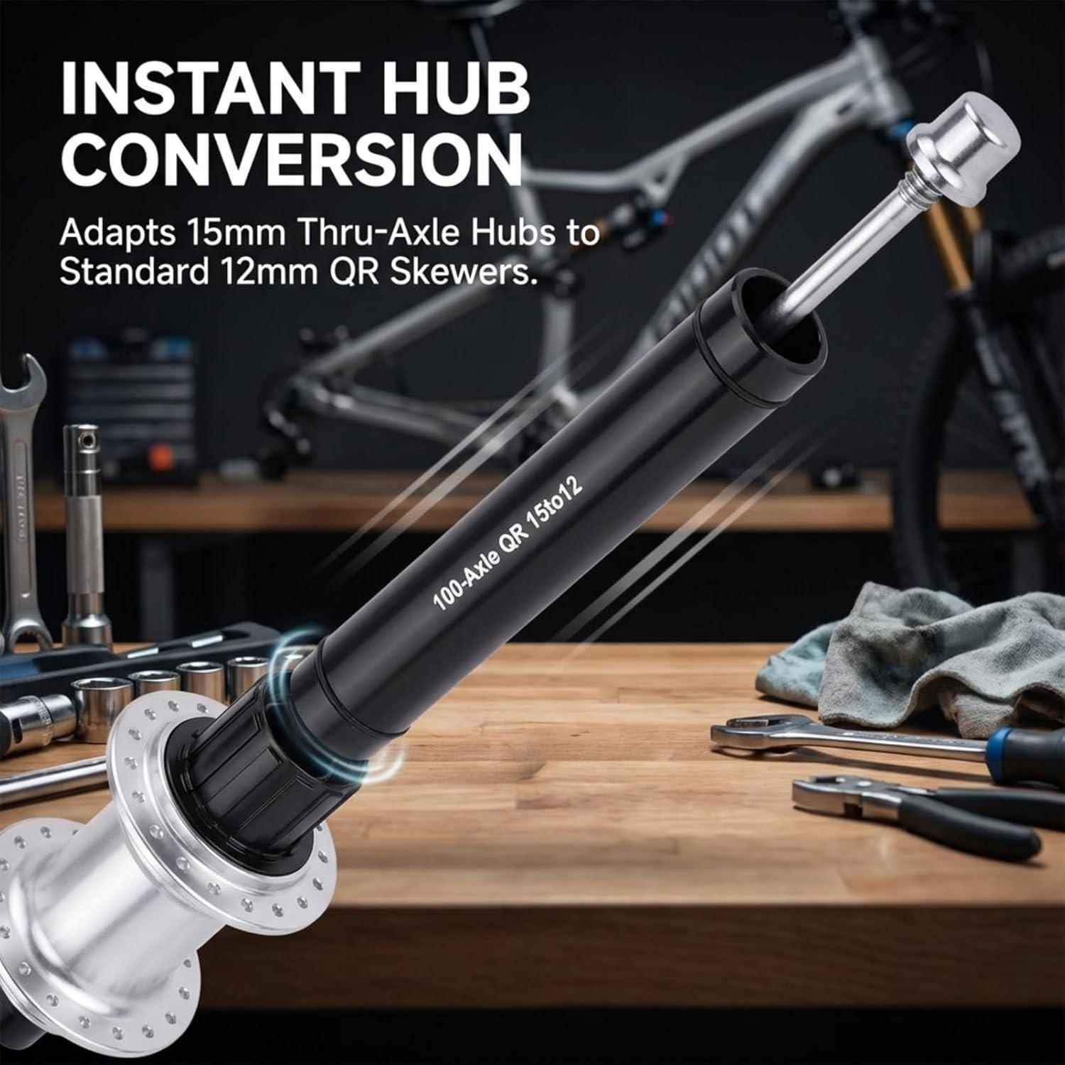 15mm to 12mm Thru axle Adapter, 15mm to 12mm Front Axle Adapter, Quick Release W