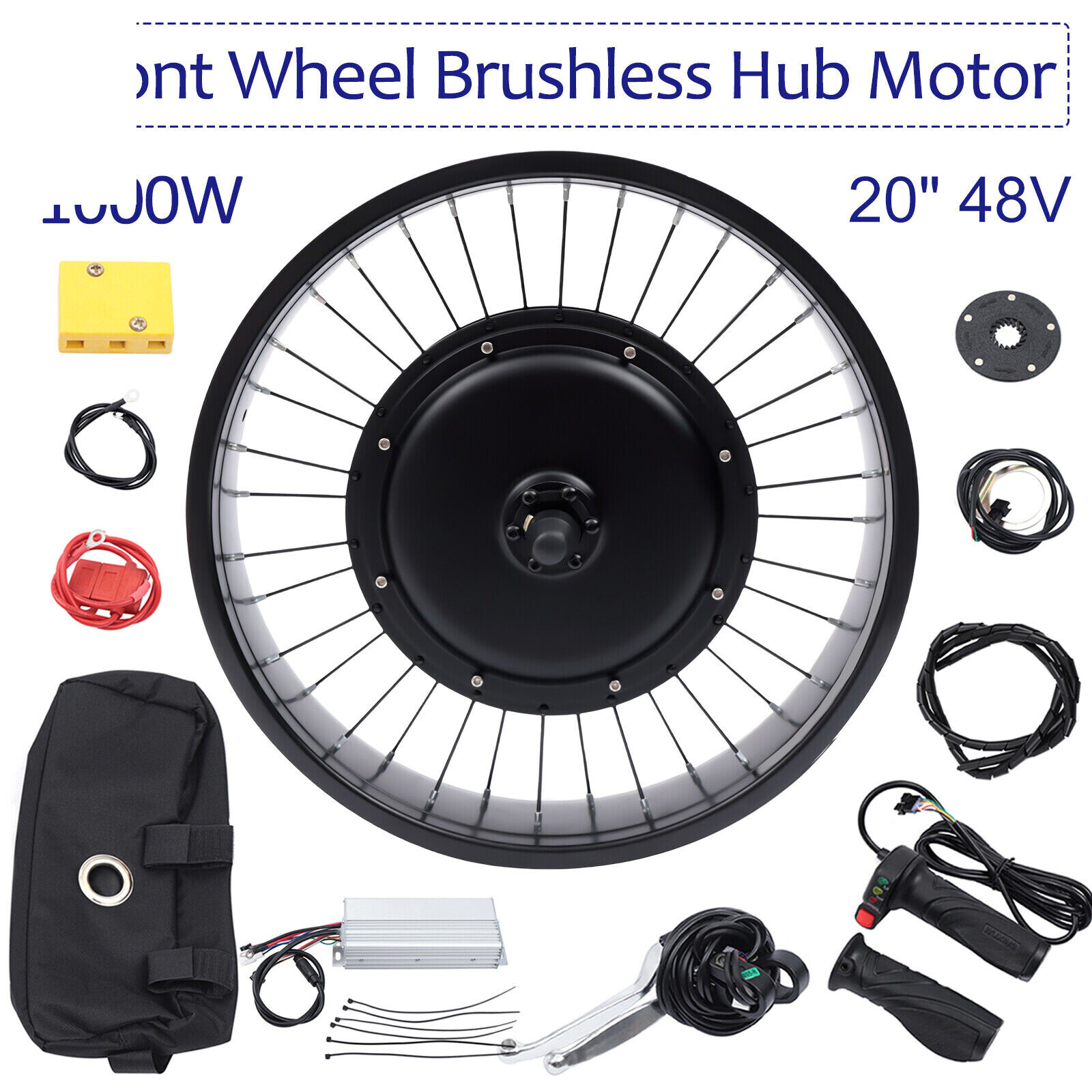 20″ 48V 1000 W E-Bike Electric Bicycle Motor Conversion Kit Fat Tire Front Wheel