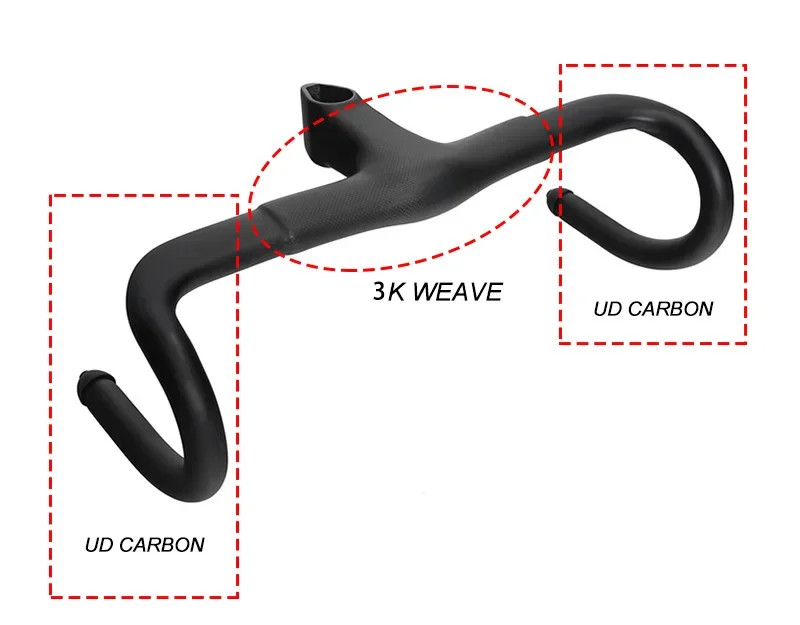 Carbon Integrated Road Bicycle Handlebar Width 400-440mm Stem 90-120mm