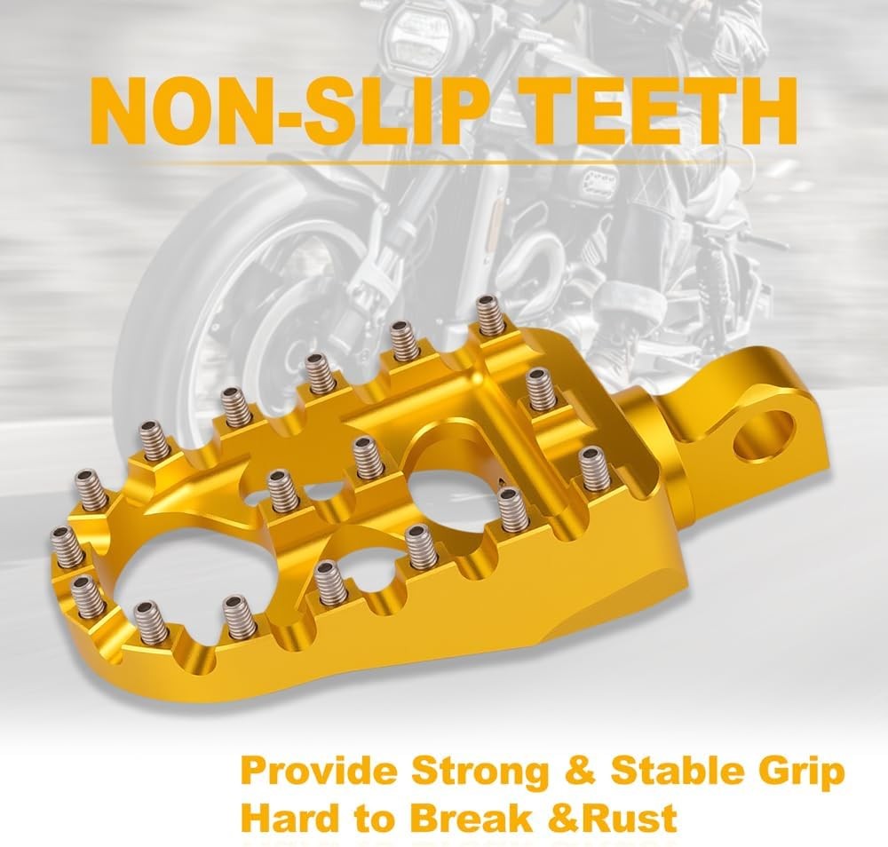 CNC Wide Foot Pegs 360° Roating MX Chopper Bobber Style for harley Dyna Gold