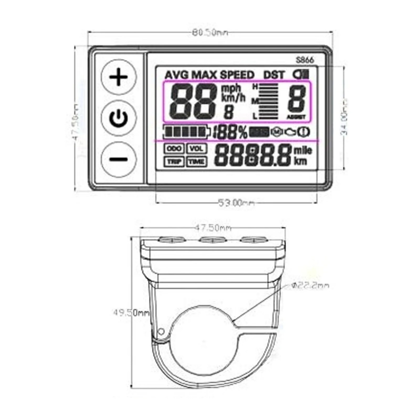 For E-bike Lcd Display 24V/36V/48V Mini E-Bicycle Electric Bike Speed Meter 2024