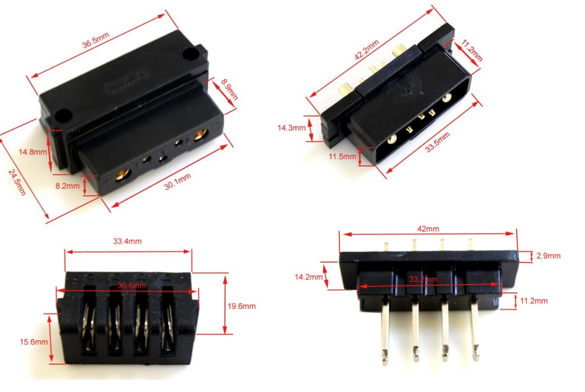 Hailong Battery Power Discharge Connector Plug 4 Pins 5 Pins Male & Female SDE