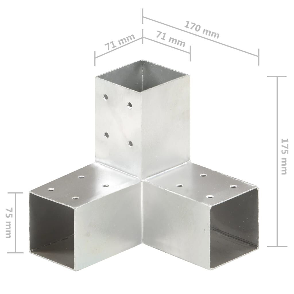 Pfostenverbinder Y-Form Verzinktes Metall 71 X 71 Mm