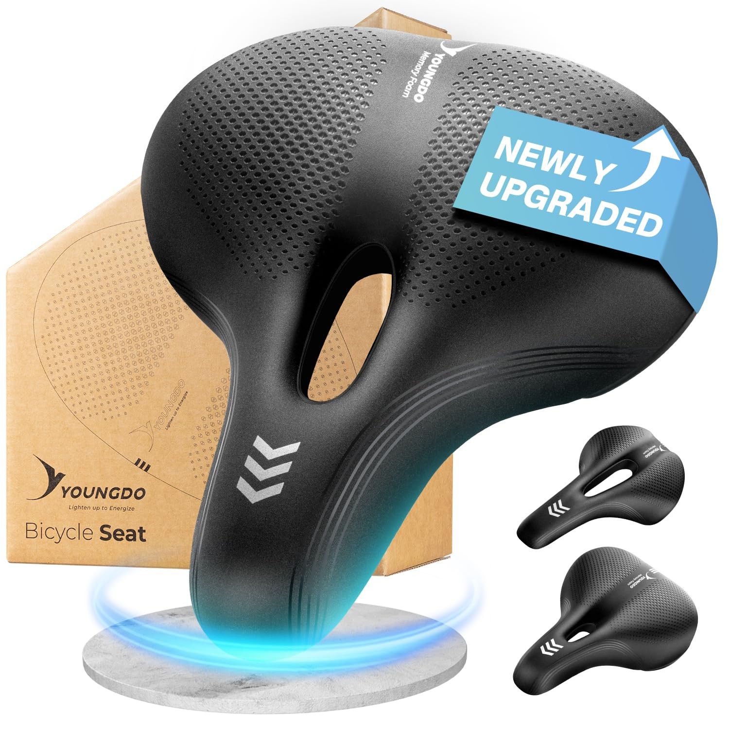 Waterproof Bike Saddle with Memory Foam, Comfort Bicycle Saddle Seat Cushion …