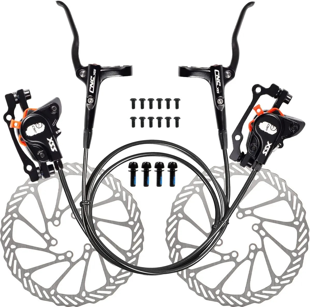 MTB Hydraulic Disc Brake Set Front 800mm Rear 1450mm Mountain Bike Red Parts New