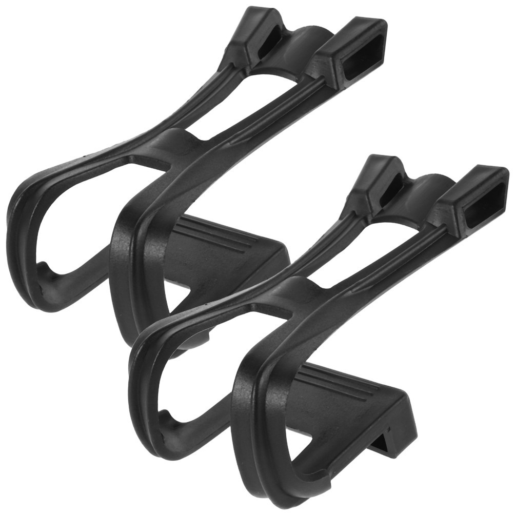 2Pcs Durable Reusable Pedal Toe Clips for Cycling Black Non Slip Plastic