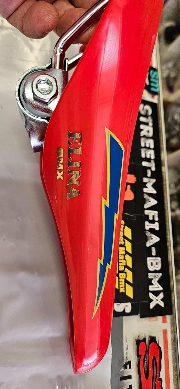 ELINA style red BMX BIKE SEAT LIGHTNING BOLT OLD SCHOOL SE GT JMC RL Diamondback