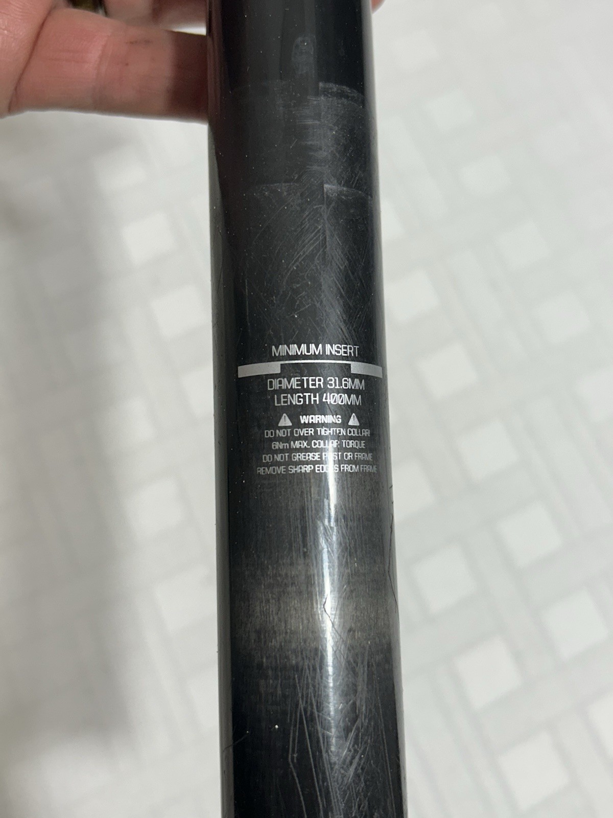 Bontrager PRO Carbon Seatpost 31.6mm X 400mm Black Alloy Head Plain 278g