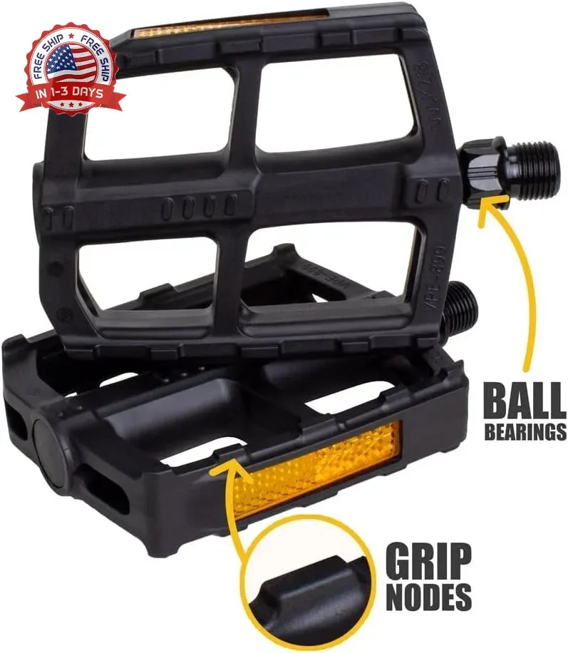 BV Bike Pedal – Universal Fit Bicycle Pedals 9/16″ Compatible, Non-Slip & Durabl
