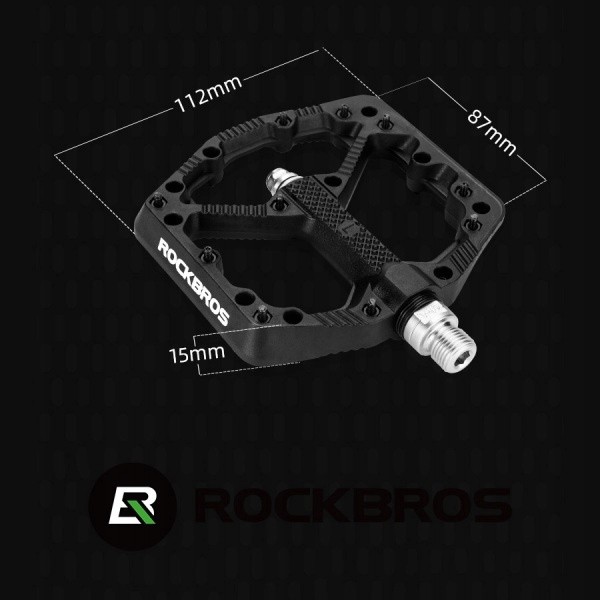 Rockbros 2021-12A black nylon cycling pedals with cleats