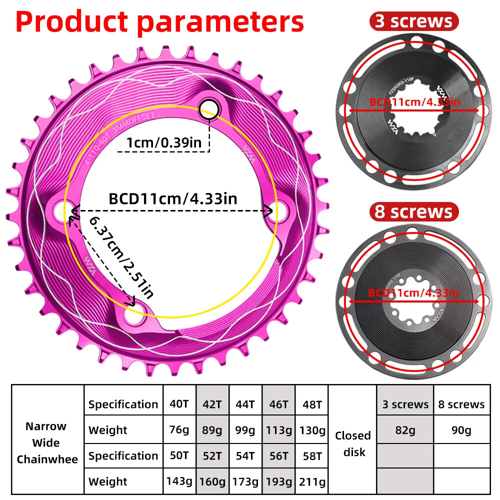 VXM 110BCD Chainring 40T-58T Bicycle Chainwheel 110BCD 4claws Bolt R7000 R8000