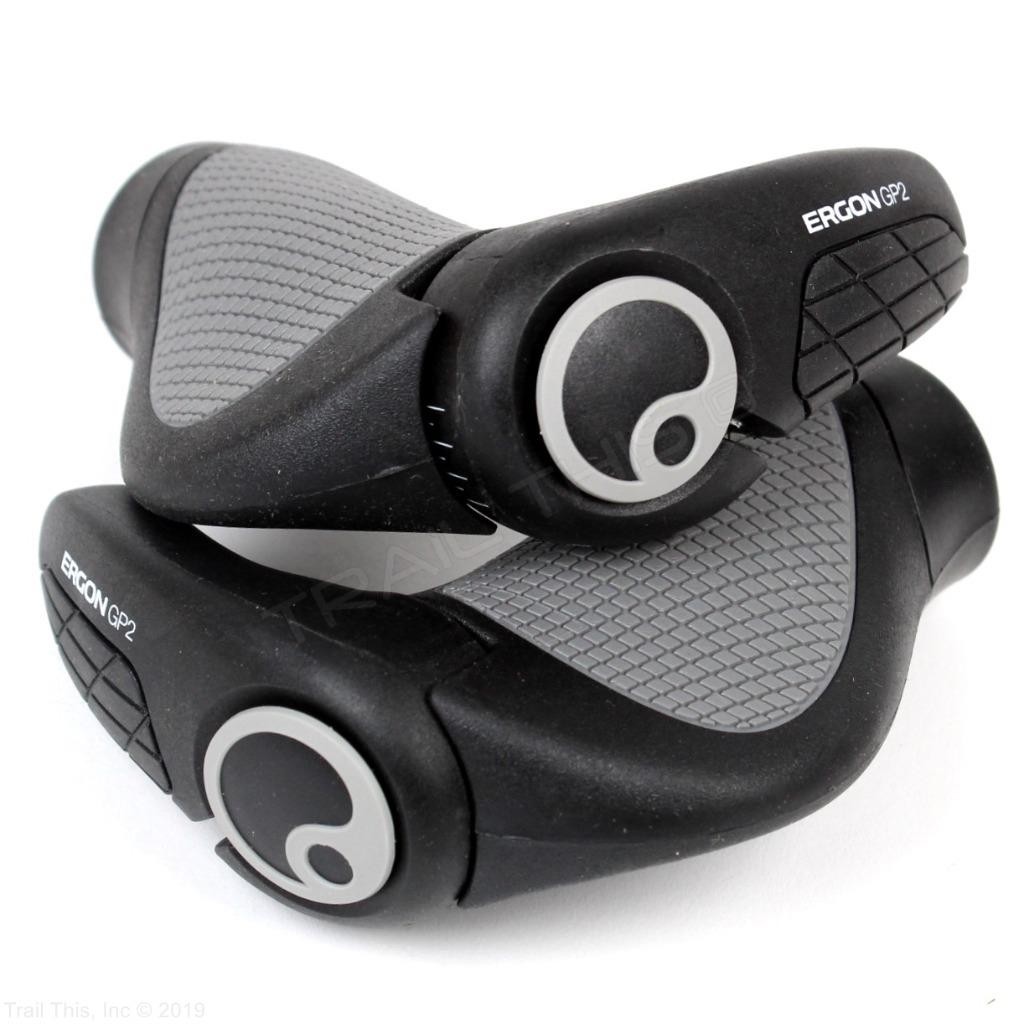 Ergon GP2-L Large GRIPSHIFT Bike Handlebar Grip 2-Finger Bar Ends – Black/Gray