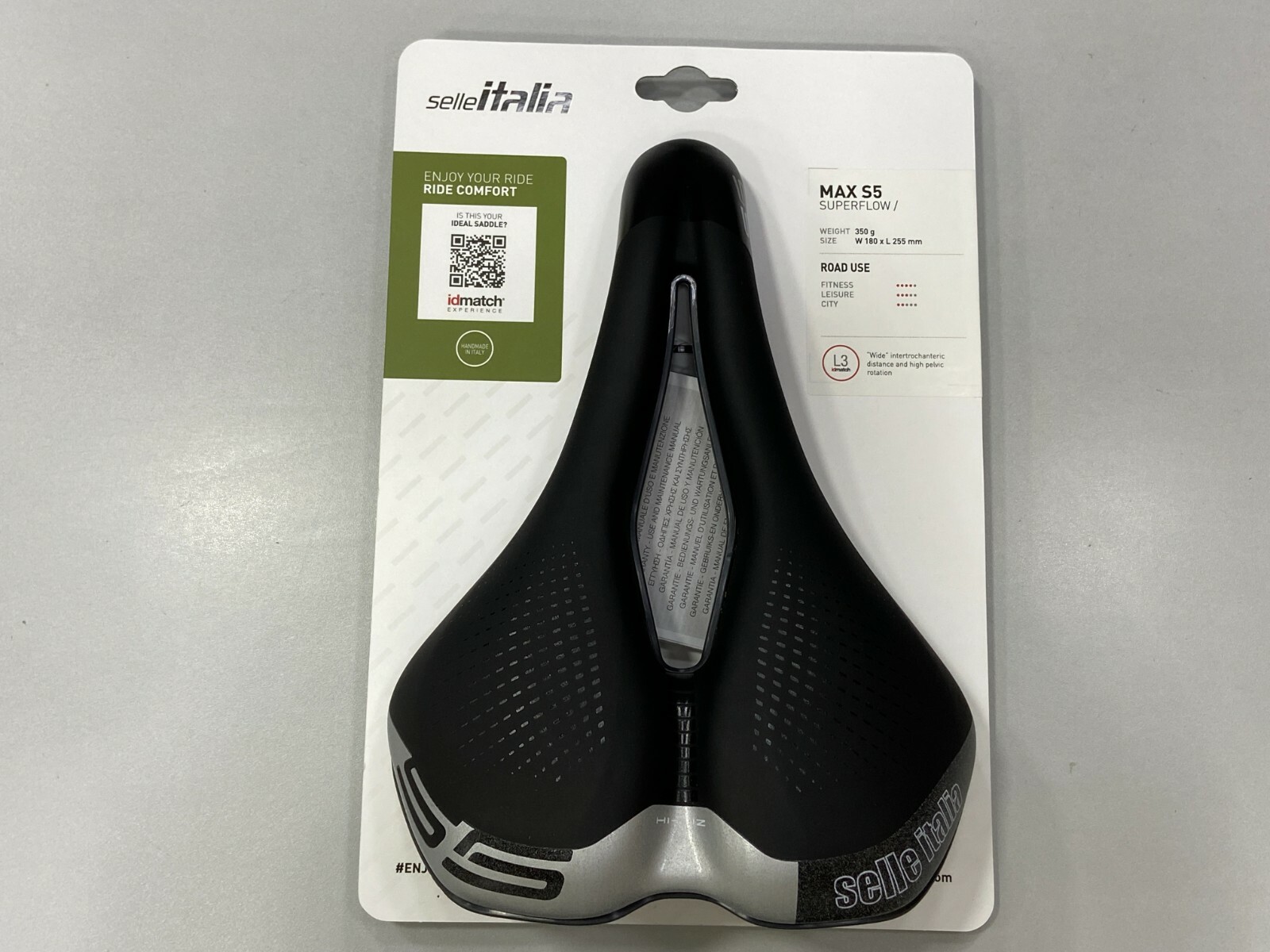 Selle Italia Max S5 Superflow L3 180x255mm FeC Alloy Rail Road Saddle (Black)