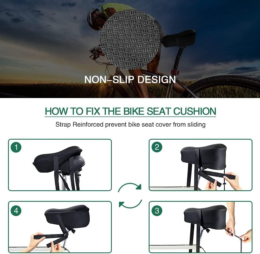 Ultimate Wide Gel Bike Seat Cushion – Soft Cover with Waterproof Case Included