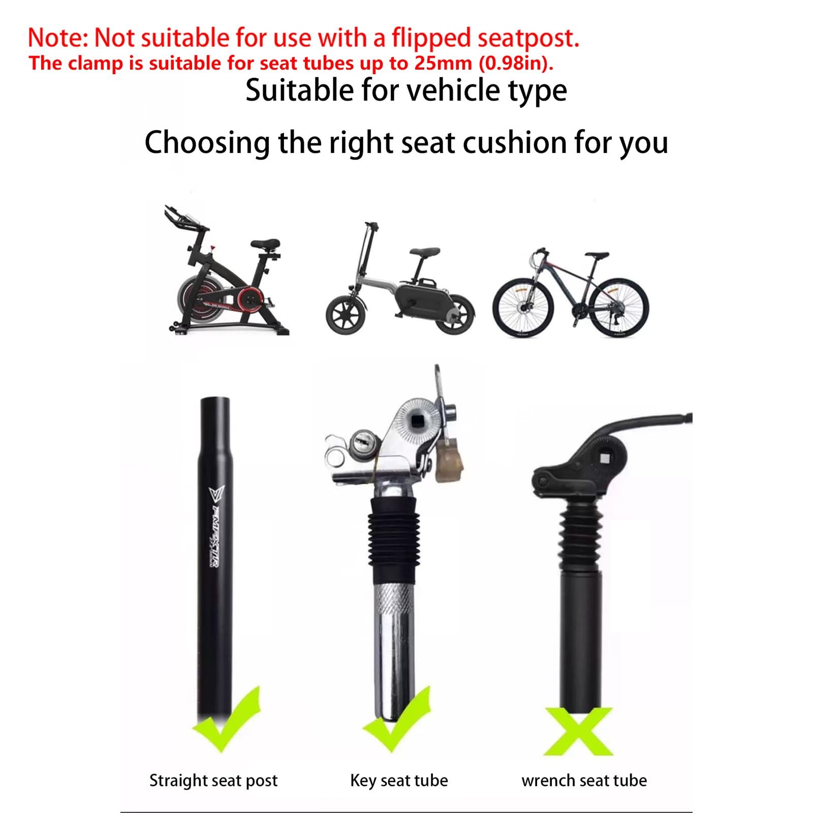 Wide Noseless Bike seat Cushion for Men Women Memory Foam Filling Black