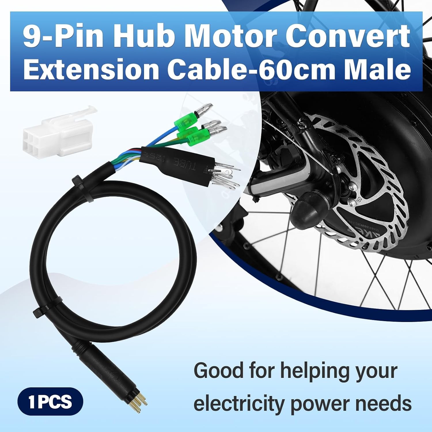 9 Pin Hub Motor Convert Extension Cable, Waterproof Connector 36V 48V 72V Electr