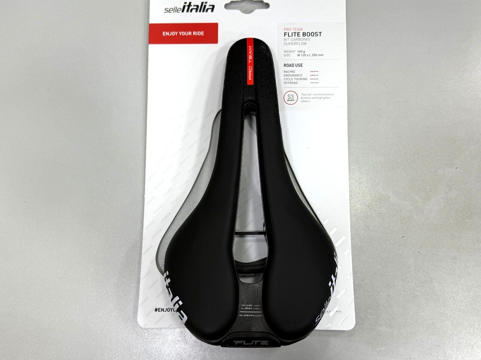 Selle Italia Flite Boost Kit Proteam 6.1 Superflow Carbon S3 135 x 250mm Saddle