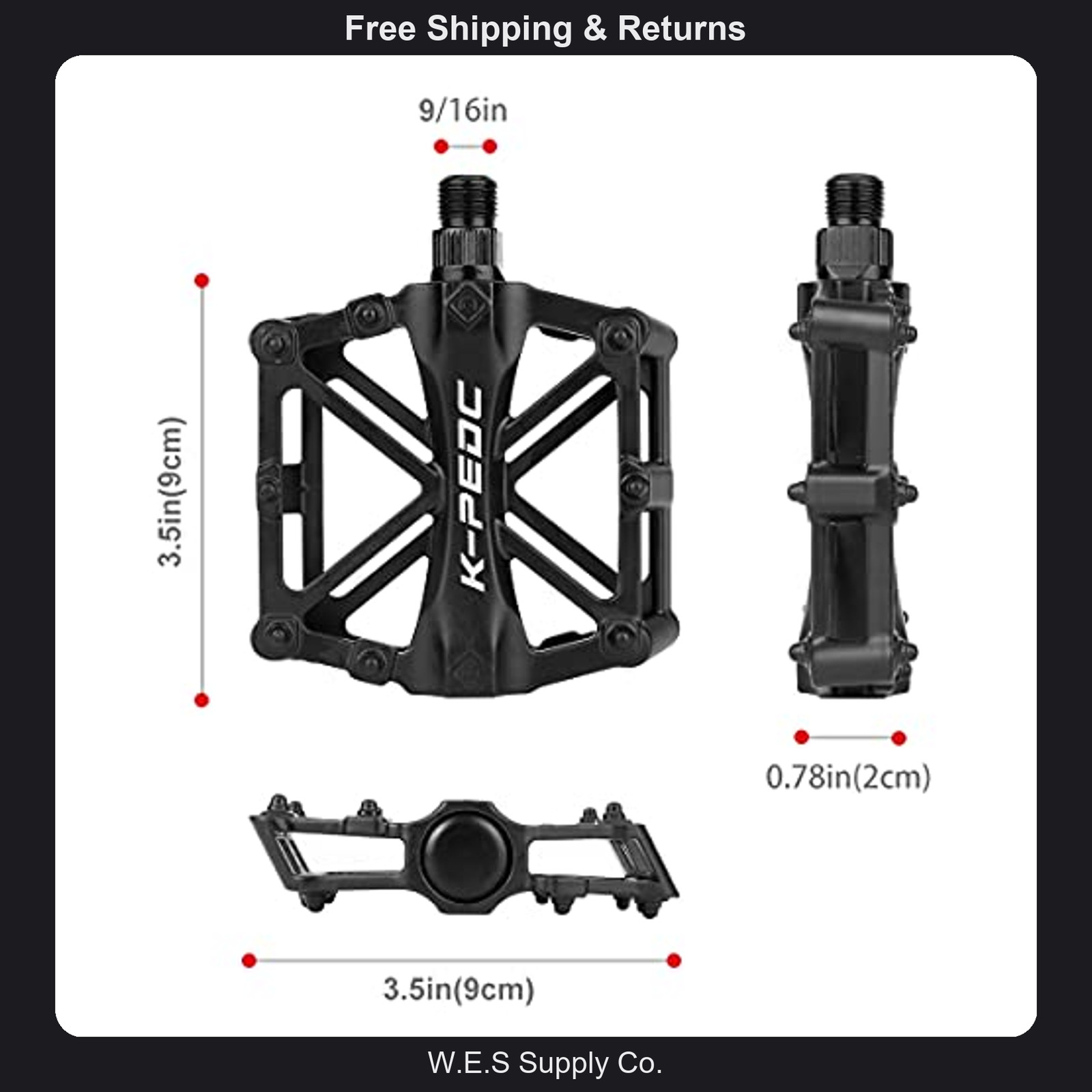 GPMTER Aluminum Platform Bike Pedals 9/16 Inch for Mountain and Road Bikes