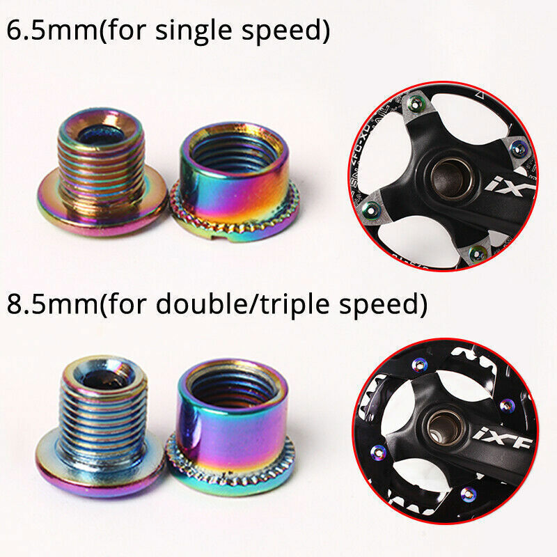 4/5X Steel Bike Chainring Bolts 6.5 Single 8.5 Double Triple Speed Nut Screw MTB